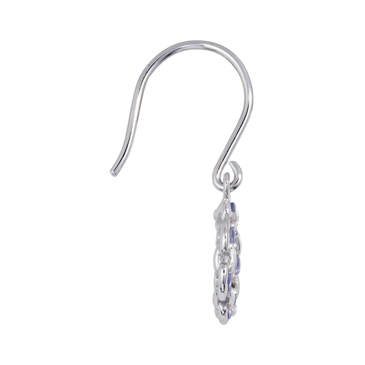 10K White Gold Tanzanite Circle Drop Earrings