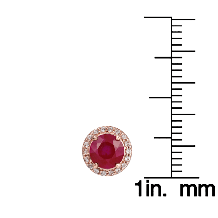10K Rose Gold Ruby and White Topaz Halo Earrings