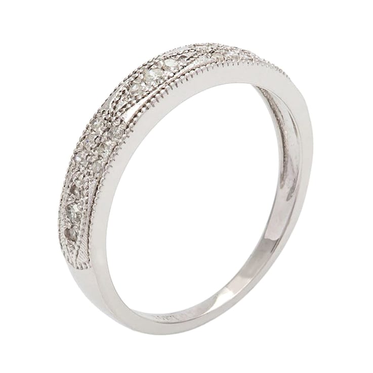 10k White Gold Milgrain Diamond Wedding Anniversary Band (1/5 cttw, H-I, I1-I2)