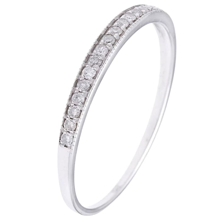 10k White Gold Milgrain Diamond Wedding Band (1/8 cttw, H-I Color, I1-I2 Clarity)