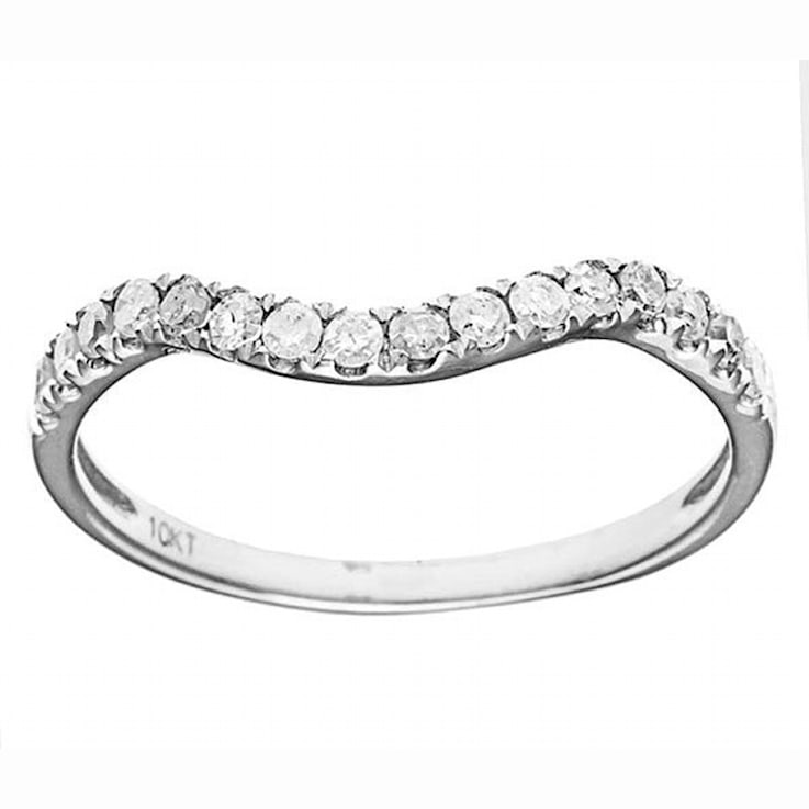 10k White Gold Curved Diamond Wedding Band 1/5 cttw, H-I
