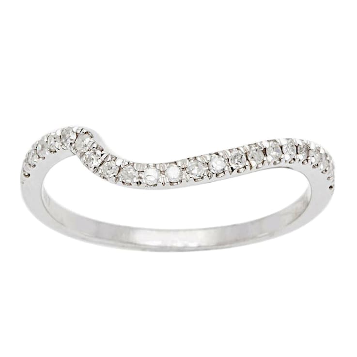 10k White Gold Curved Diamond Wedding Band (1/5 cttw, H-I Color, I1-I2 Clarity)