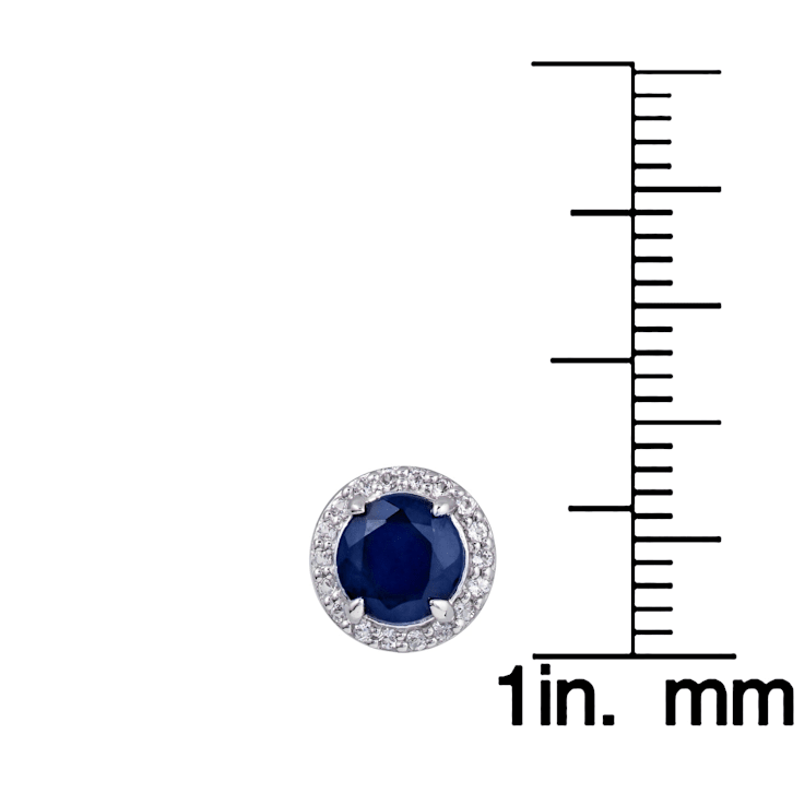 10K White Gold Sapphire and White Topaz Halo Earrings