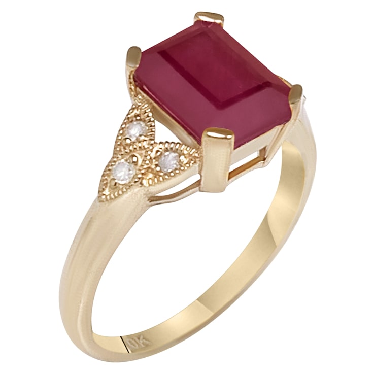 Vintage emerald cut ruby ring deals