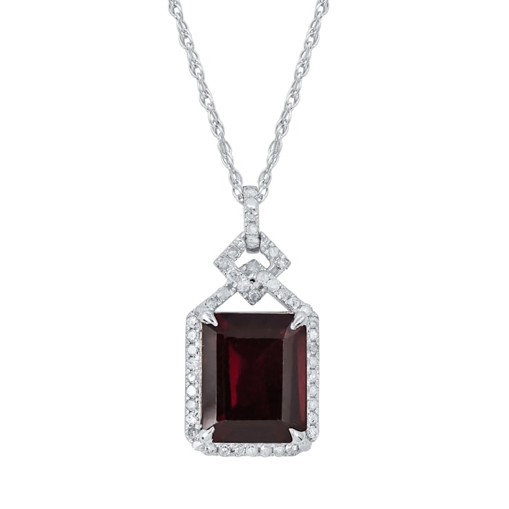 Emerald cut garnet pendant on sale