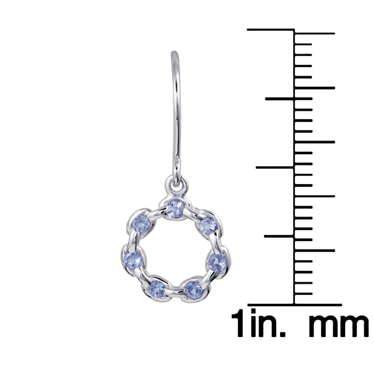 10K White Gold Tanzanite Circle Drop Earrings