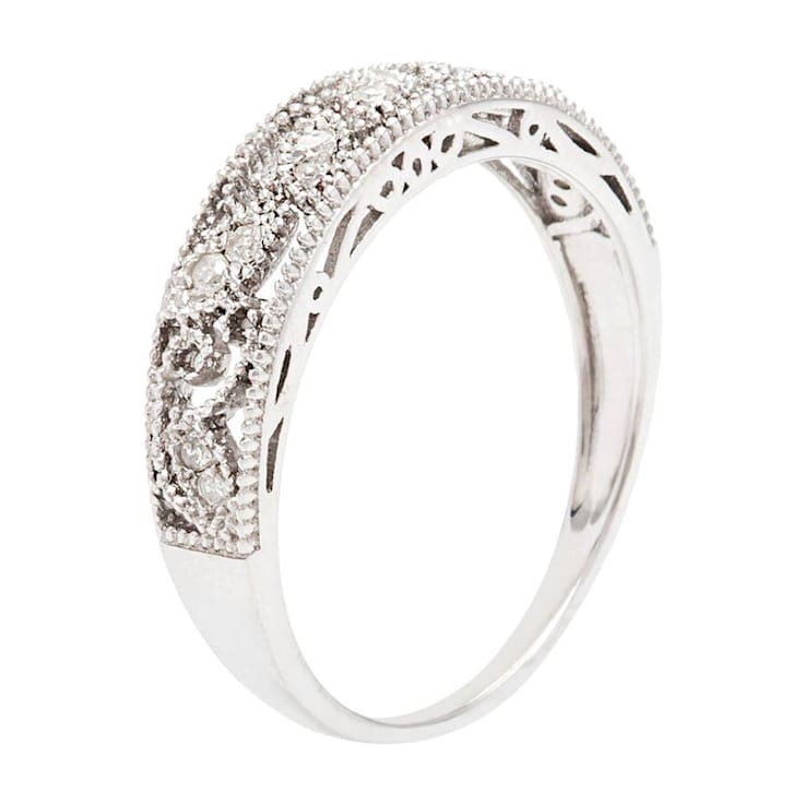 【値下げ】 White 10k Gold (0.08 Band Anniversary Diamond Vintage-Style アクセサリー