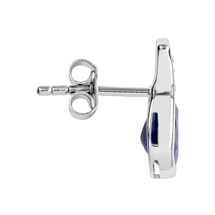 10K White Gold Pear Shape Sapphire and Diamond Earrings
