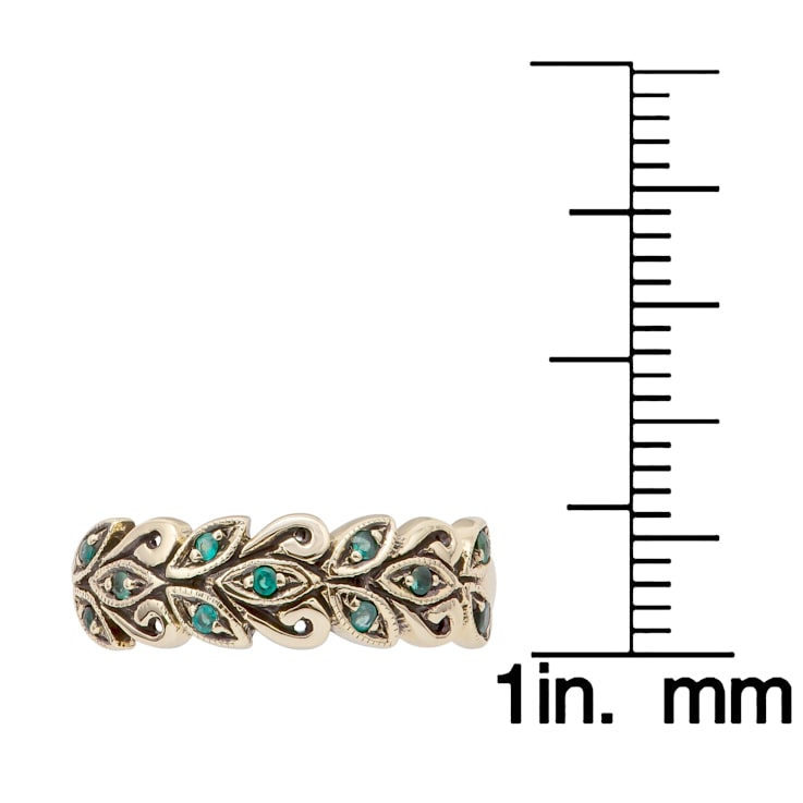 10k Yellow Gold Genuine Emerald Scroll Anniversary Ring