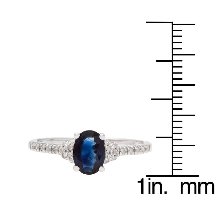 10k White Gold Oval Sapphire and Diamond Ring