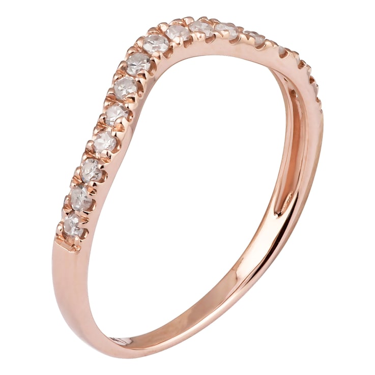 10k Rose Gold Curved Diamond Wedding Band 1/5 cttw, H-I Color, I1-I2 Clarity