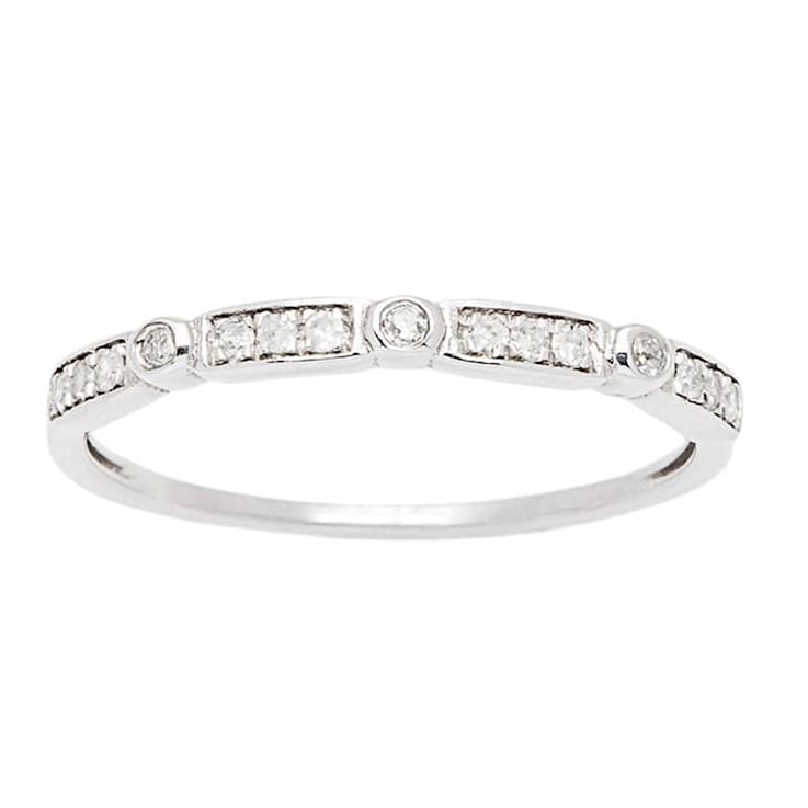 10k White Gold Diamond Stackable Wedding Band (1/8 cttw, H-I Color,
I1-I2 Clarity)