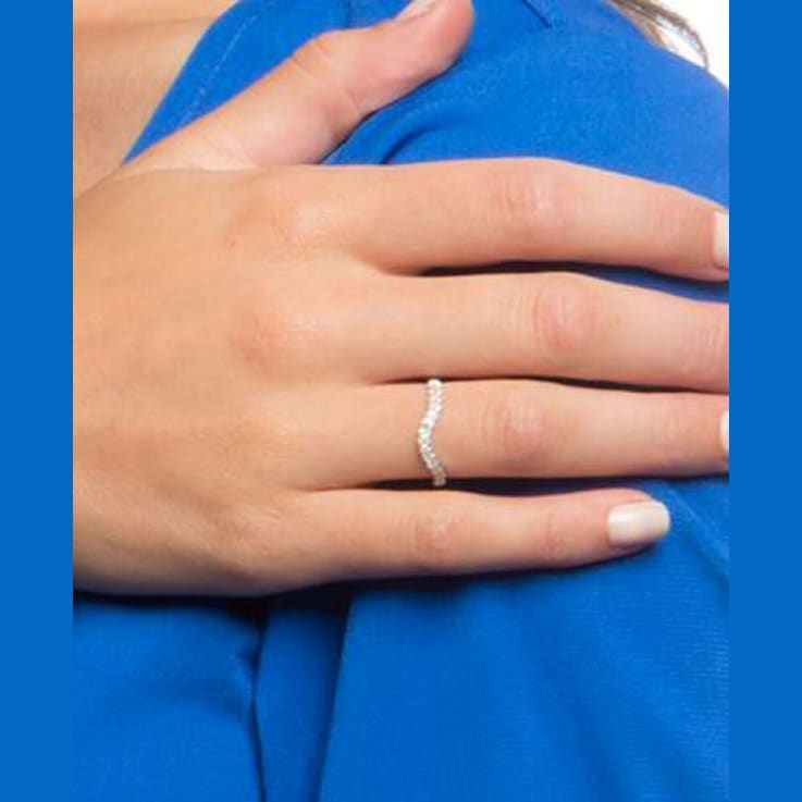 10k White Gold Curved Diamond Wedding Band 1/5 cttw, H-I Color, I1-I2 Clarity
