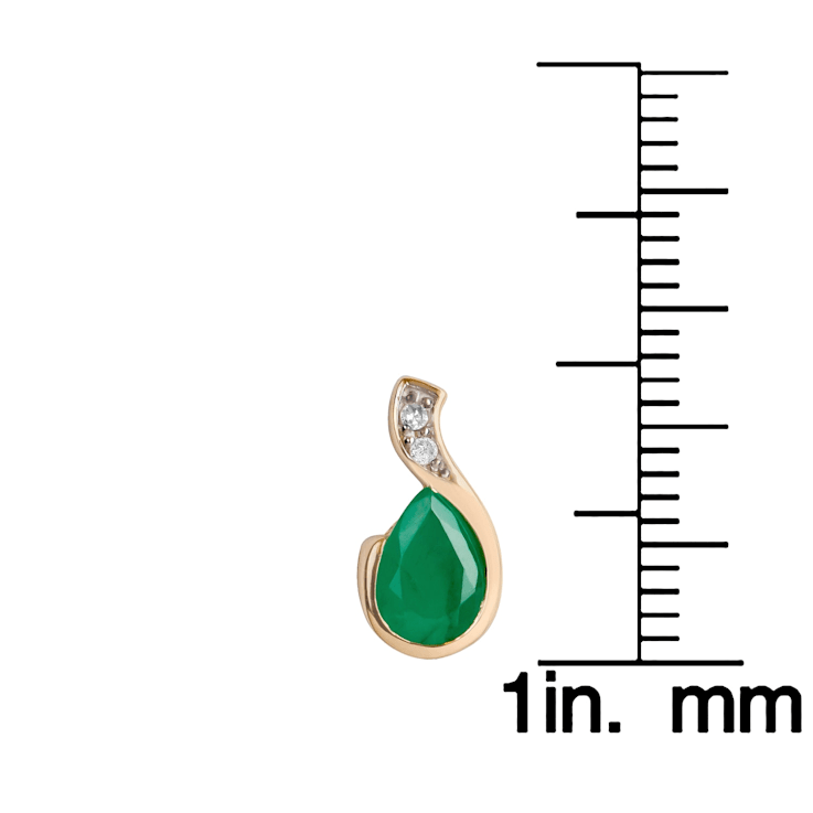 10K Yellow Gold Pear Shape Emerald and Diamond Earrings