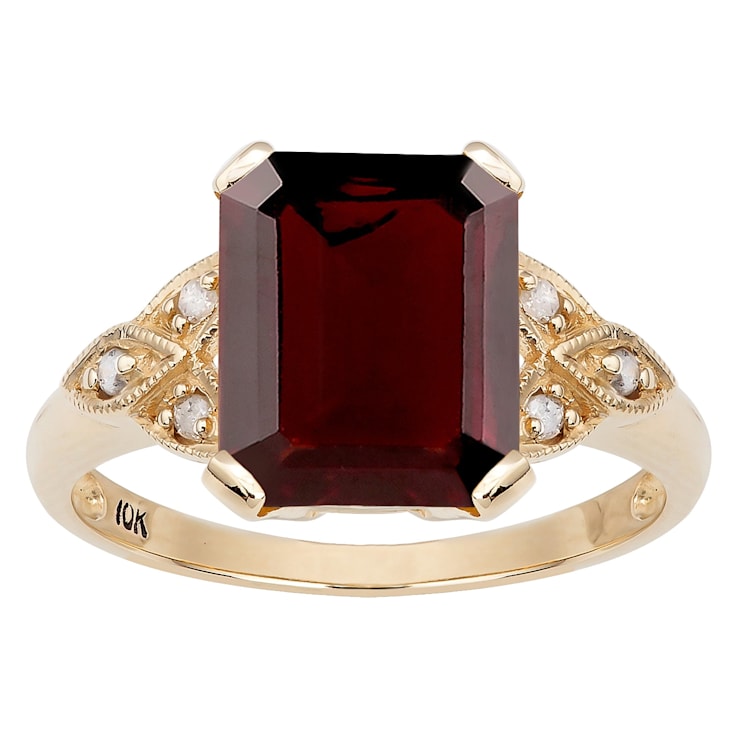 Emerald cut garnet ring best sale