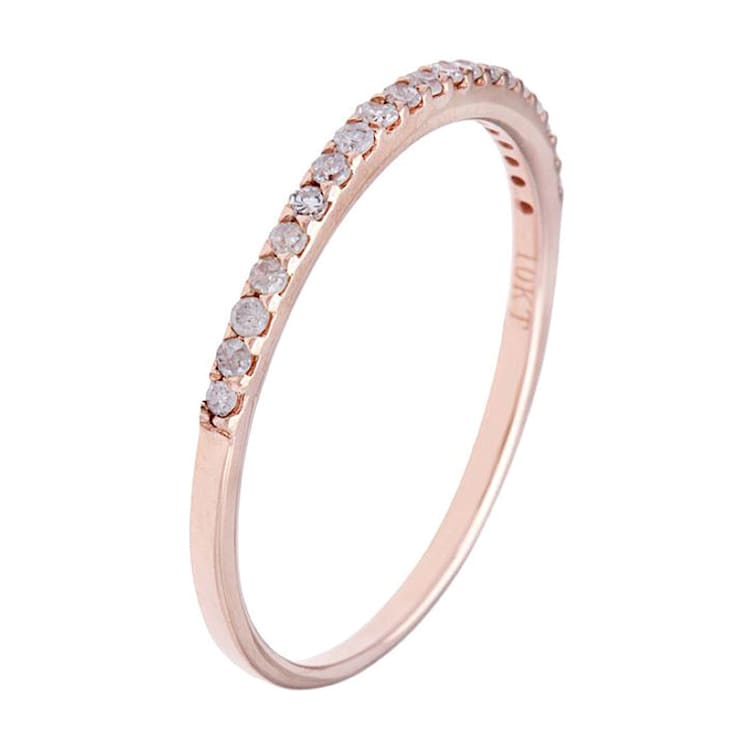 10k Rose Gold Thin Diamond Wedding Band (1/7 cttw, H-I Color, I1-I2 Clarity)