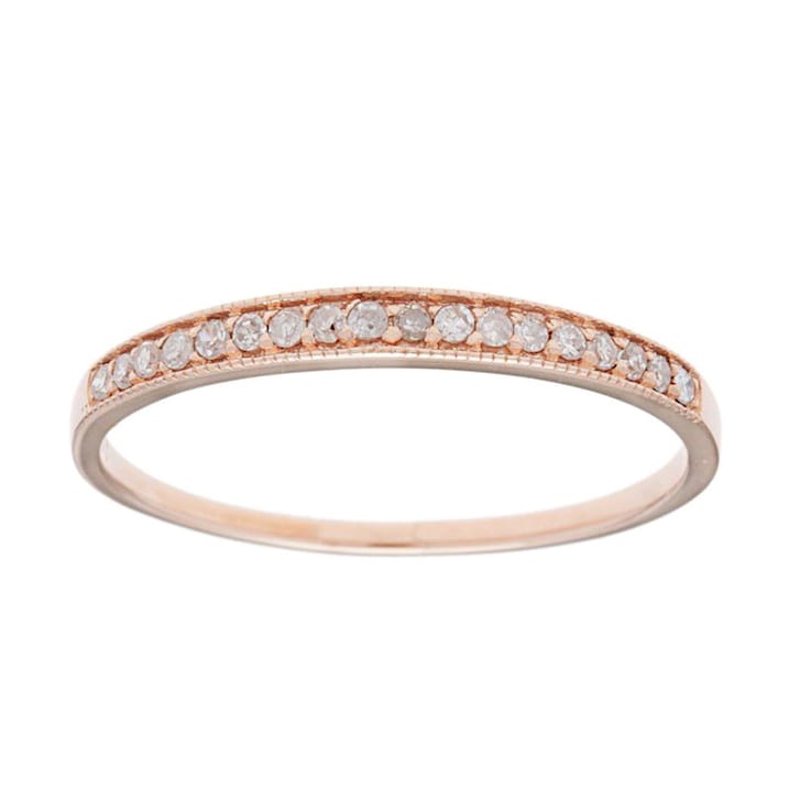 10k Rose Gold Milgrain Diamond Wedding Band (1/8 cttw, H-I Color, I1-I2 Clarity)