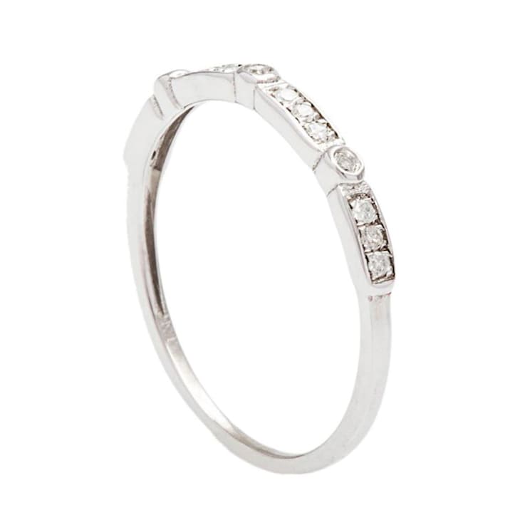10k White Gold Diamond Stackable Wedding Band (1/8 cttw, H-I Color,
I1-I2 Clarity)