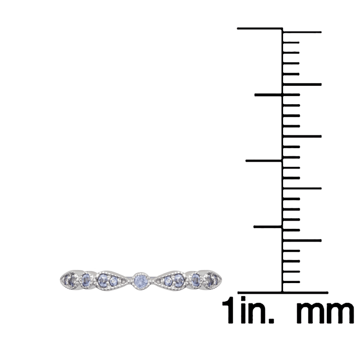 10k White Gold Genuine Round Tanzanite Stackable Band