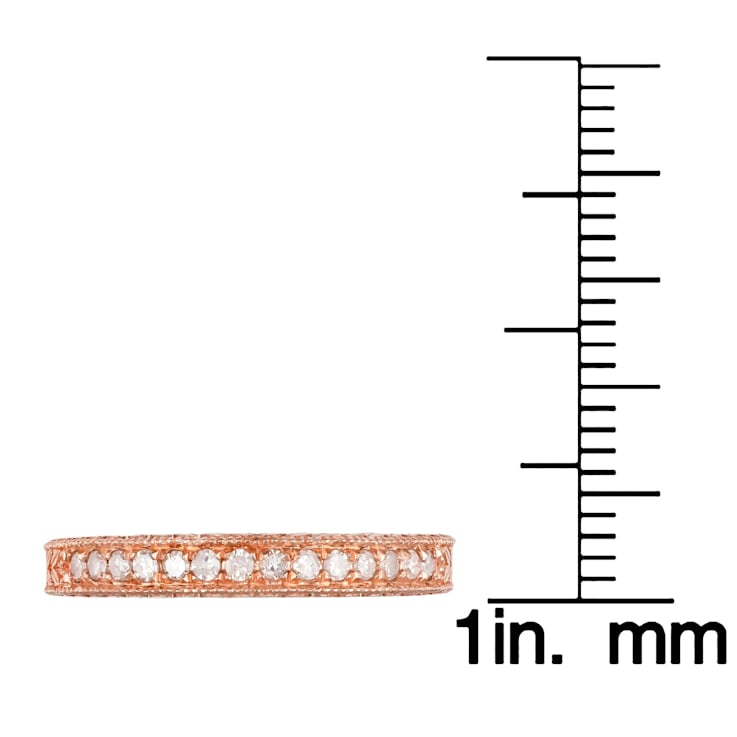 10k Rose Gold Vintage-Style Engraved Diamond Wedding Band 1/5 cttw, H-I, I1-I2