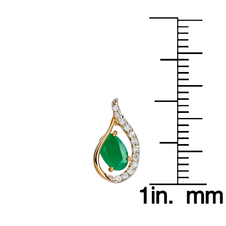 10K Yellow Gold Emerald and Diamond Drop Earrings