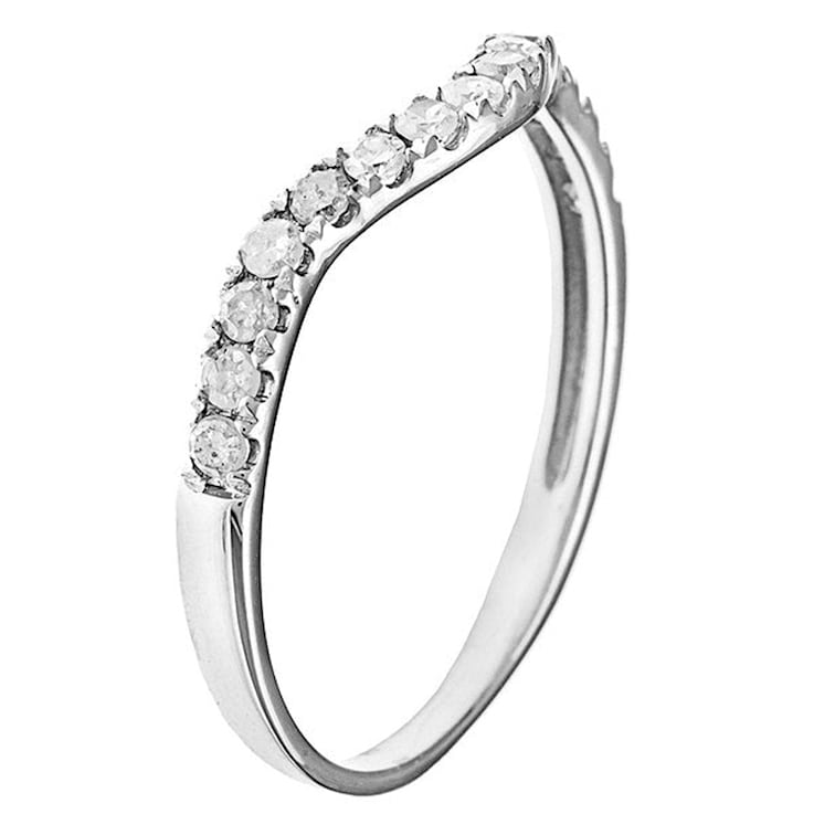 10k White Gold Curved Diamond Wedding Band 1/5 cttw, H-I