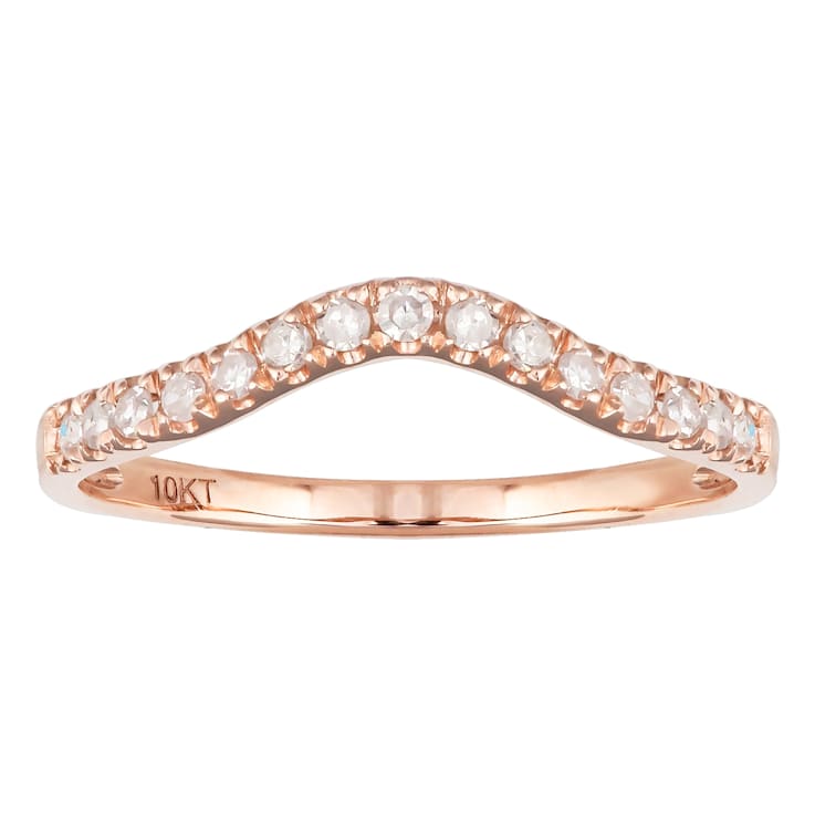 10k Rose Gold Curved Diamond Wedding Band 1/5 cttw, H-I Color, I1-I2 Clarity