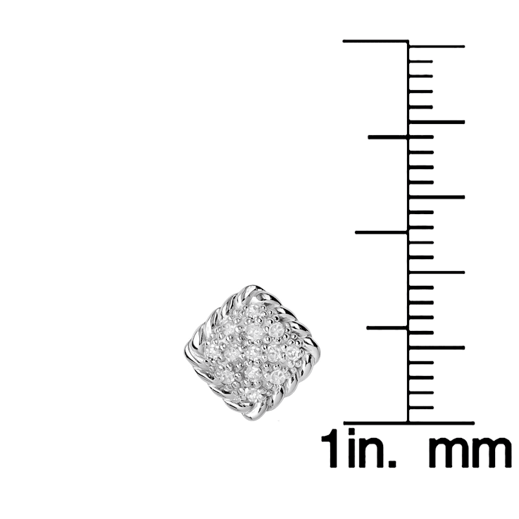 10K White Gold .25ctw Diamond Earrings with Rope Design Edges