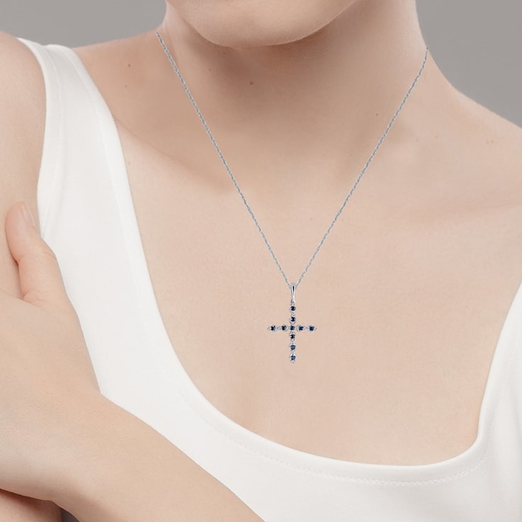 Genuine sapphire outlet cross necklace