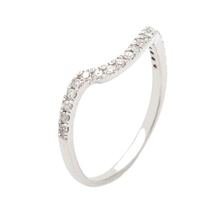 10k White Gold Curved Diamond Wedding Band (1/5 cttw, H-I Color, I1-I2 Clarity)