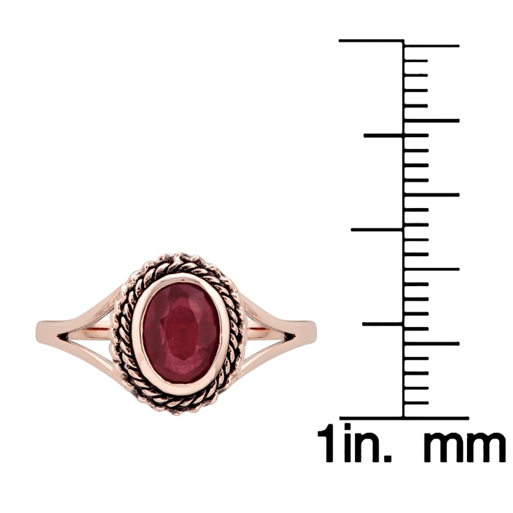10k Rose Gold Genuine Oval Ruby Split Shank Ring