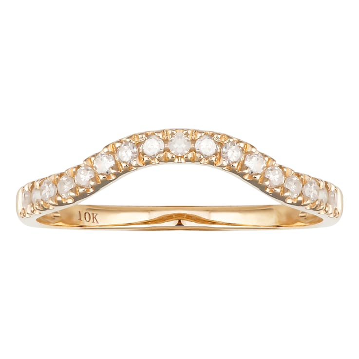10k Yellow Gold Curved Diamond Wedding Band 1/5 cttw, H-I Color, I1-I2 Clarity