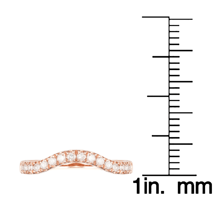 10k Rose Gold Curved Diamond Wedding Band 1/5 cttw, H-I Color, I1-I2 Clarity