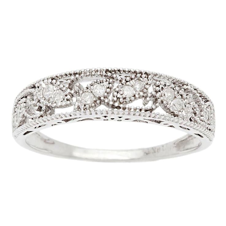 (廃盤)kette★ 15th ANNIVERSARY / OGA 10k White Gold Vintage-Style Diamond Anniversary Band (0.08