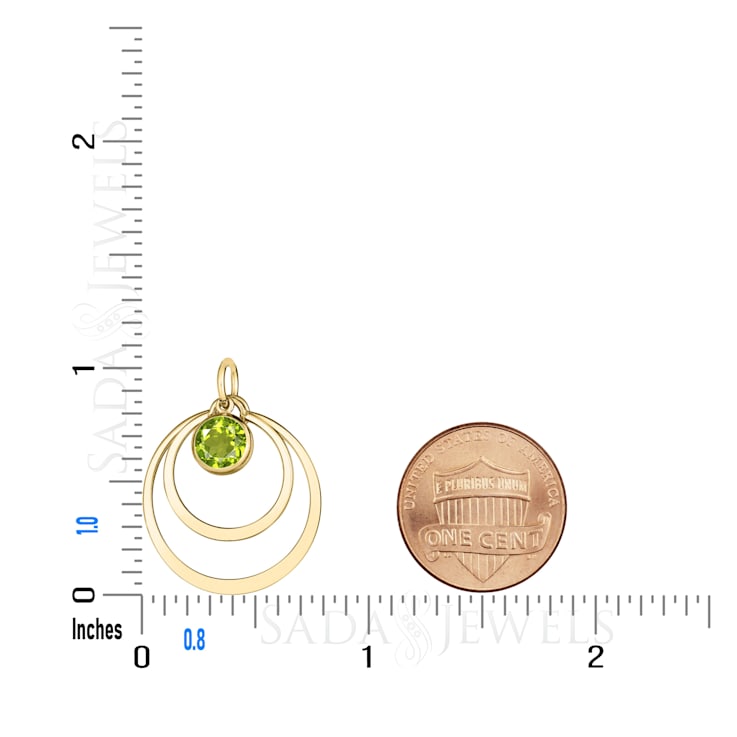 Peridot Circle Pendant Necklace in 14K Gold Filled or Sterling Silver