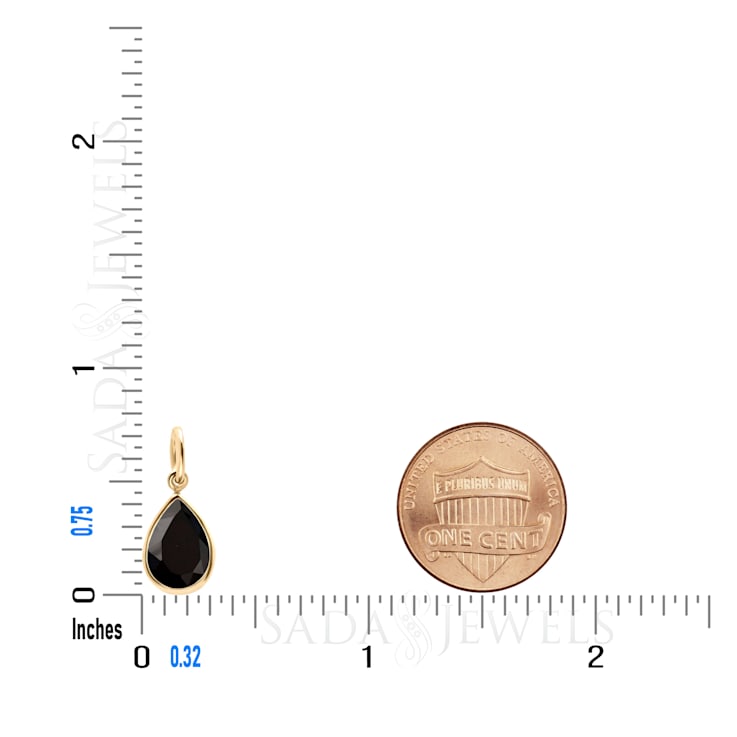 Pear Shape Black Onyx Solitaire Pendant Necklace in 14K Gold Filled
