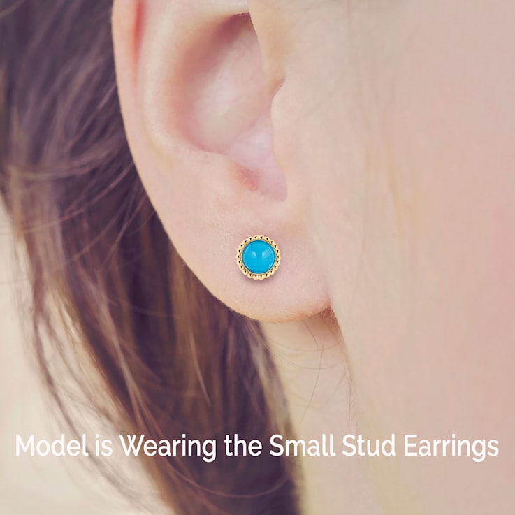 Sleeping Beauty Turquoise Stud Earrings in 14K Gold Filled