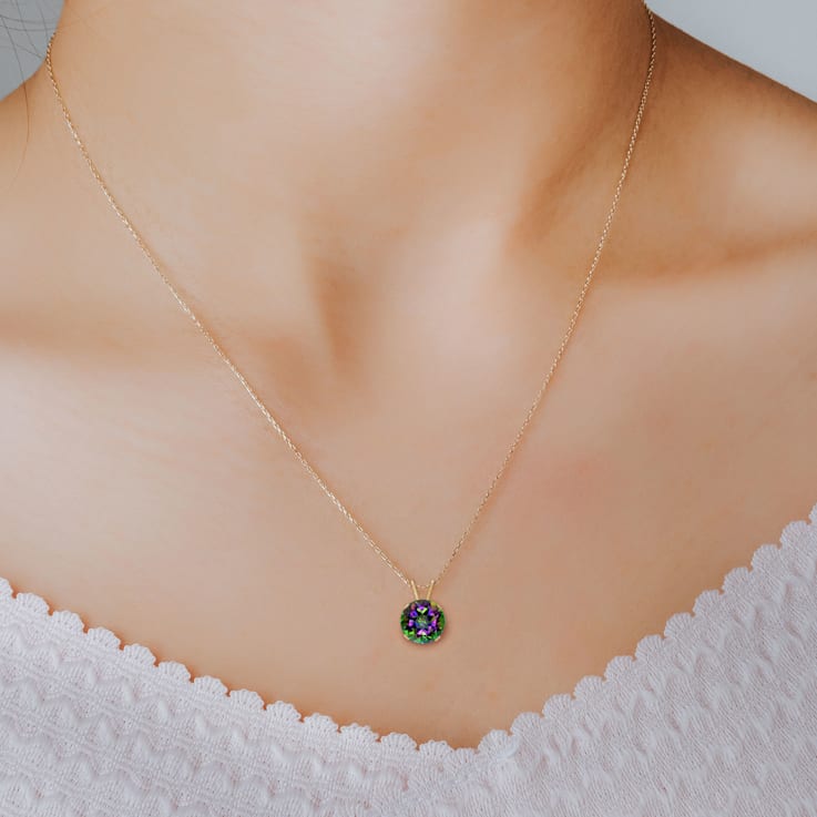 14K 8mm Mystic Topaz Solitaire Pendant Necklace, 2.5 Ct. Tw.