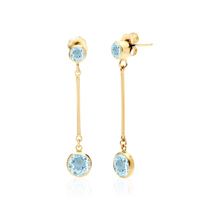 Long Blue Topaz Stud and Drop Earrings in 14K Gold Filled
