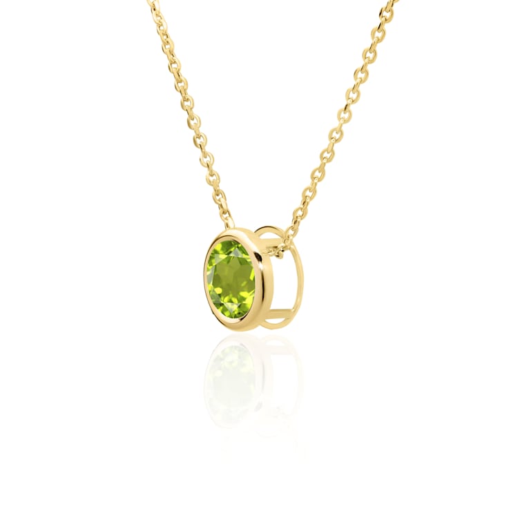 14K Gold 8mm Round 2 CTW Peridot Solitaire Floating Necklace, August
Birthstone Gift