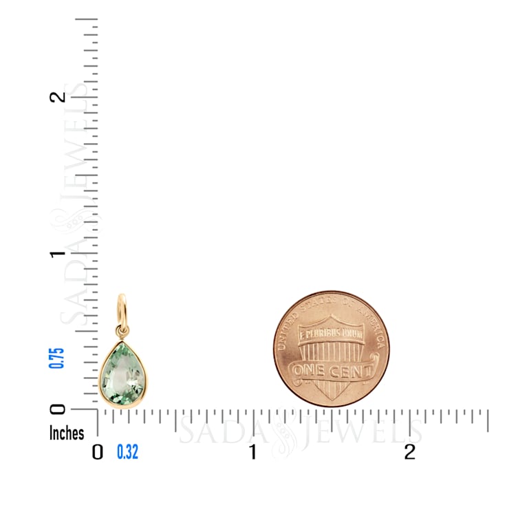 1.7 CT Pear Shape Prasiolite Green Amethyst Pendant Necklace in 14K Gold Filled