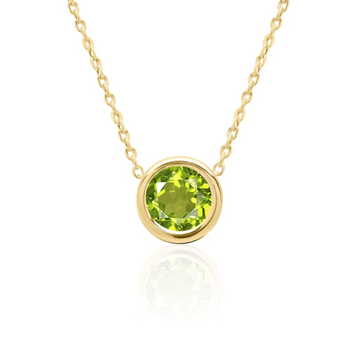 14K Gold 8mm Round 2 CTW Peridot Solitaire Floating Necklace, August
Birthstone Gift