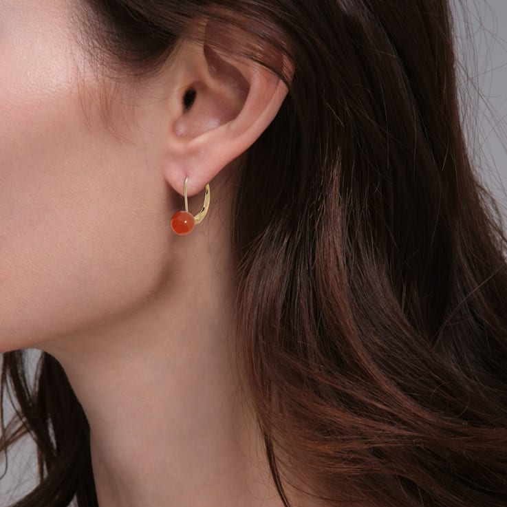 Gold ball drop leverback earrings store