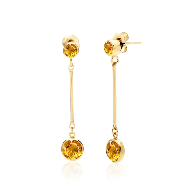 Long Citrine Stud and Drop Earrings in 14K Gold Filled