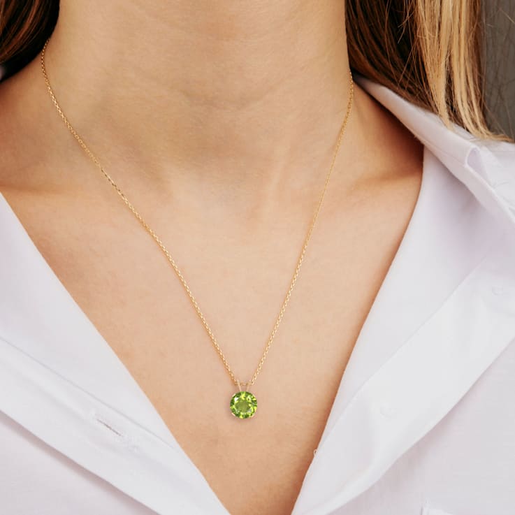 Yellow gold peridot necklace cheap