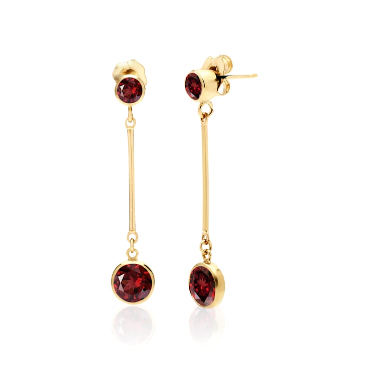 Long Garnet Stud and Drop Earrings in 14K Gold Filled