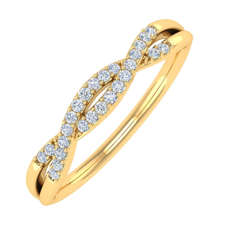 FINEROCK 1/10 Carat (ctw) 10K Gold Round Diamond Ladies Swirl Stackable
Anniversary Ring