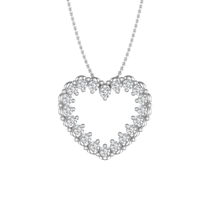 FINEROCK 1/4 Carat Diamond Heart Pendant Necklace in 925 Sterling Silver