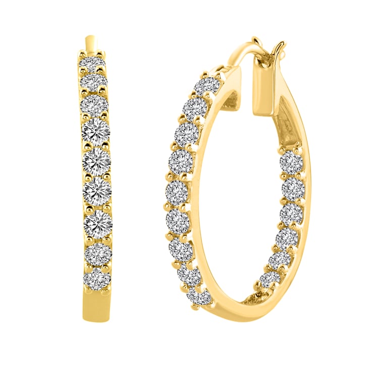 FINEROCK 1 Carat Diamond Inside Out Hoop Earrings in 10K Yellow Gold