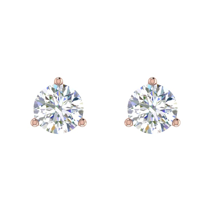 FINEROCK 1/2 Carat Round Diamond Stud Earrings in 14K Rose Gold (with
Screw Back)